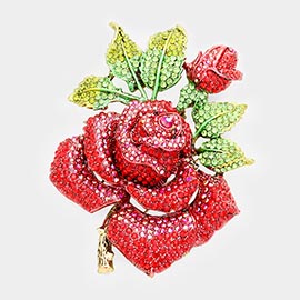 Oversized Crystal Pave Rose Brooch