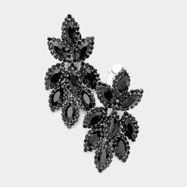 Pave Trim Crystal Rhinestone Oval Clustered Clip On Earrings
