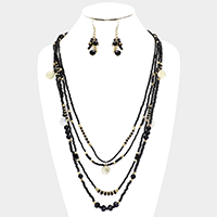 Natural Stone Mother of Pearl Metal Disc Necklace