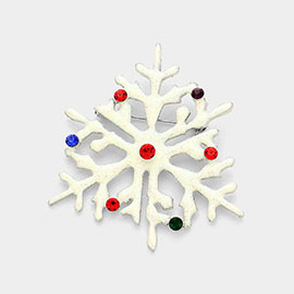 Crystal Shimmery Snowflake Brooch