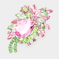 Glass Crystal Teardrop Flower Brooch / Pendant