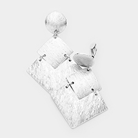 Textured Geometric Metal Drop Earrings