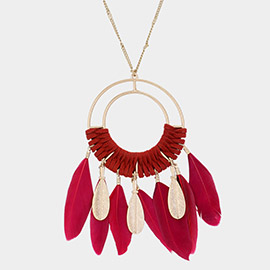 Feather Suede Wrapped Pendant Necklace