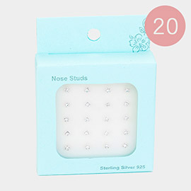 20PCS - Silver Tiny Crystal Sterling Silver Nose Studs