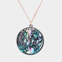 Mermaid  Abalone Round Pendant Necklace