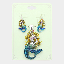 Enamel Mermaid Metal Magnetic Pendant Set