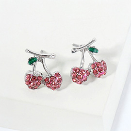 Rhinestone Pave Cherry Stud Earrings