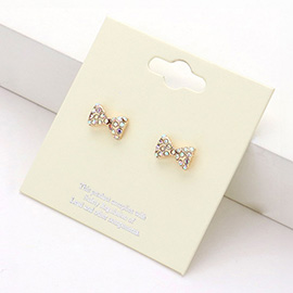 Crystal Embellished Bow Stud Earrings