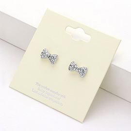 Crystal Embellished Bow Stud Earrings