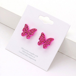 Crystal Pave Butterfly Stud Earrings