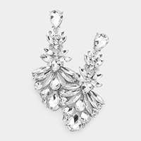 Floral Crystal Chandelier Statement Evening Earrings