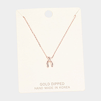 Gold Dipped Wishbone Pendant Necklace