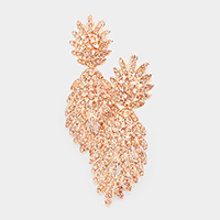 Feather Pave Clip on Earrings