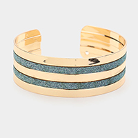 Metal Shiny Stripe Detail Cuff Bracelet