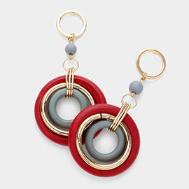 Wood Bead Multi Link Dangle Earrings