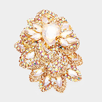 Crystal Pave Leaf Cluster Brooch