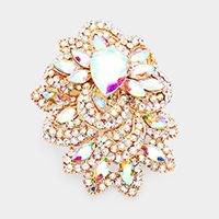 Crystal Pave Leaf Cluster Brooch