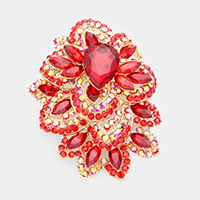 Crystal Pave Leaf Cluster Brooch