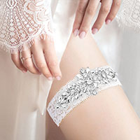 Crystal Pave Lace Floral Stretch Wedding Garter