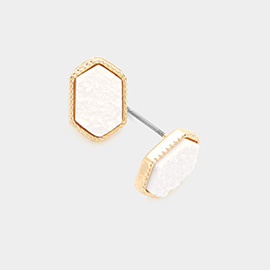 Hexagonal Druzy Stud Earrings