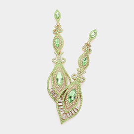 Victorian Triple Marquise Glass Crystal Evening Earrings