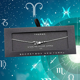 Secret Box _  Sterling Silver Dipped CZ Taurus Zodiac Sign Charm Bracelet