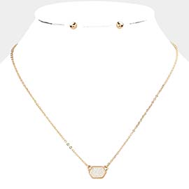 Hexagon Druzy Pendant Necklace