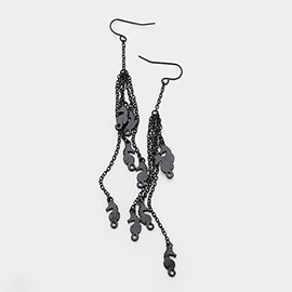 Multi Metal Seahorse Drop Chain Dangle Earrings