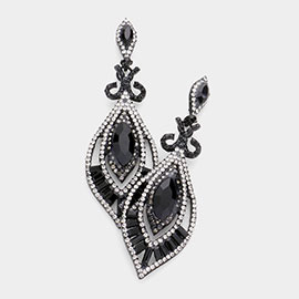 Marquise Stone Accented Dangle Evening Earrings