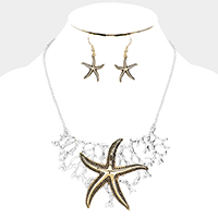 Starfish Metal Coral Collar Necklace