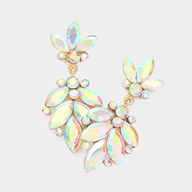 Crystal Marquise Ornate Floral Evening Earrings