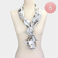 6PCS - Silk Feel Striped Dog Puppy Print Scarves