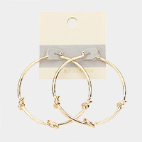 14K Gold Filled Triple Knot Metal Hoop Pin Catch Earrings