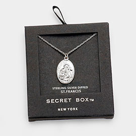Secret Box _ Sterling Silver Dipped St. Francis Pendant Necklace
