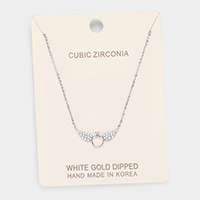 White Gold Dipped Cubic Zirconia Wings Pendant Necklace