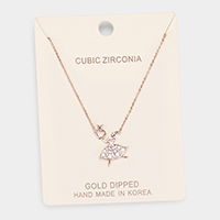 Gold Dipped Cubic Zirconia Ballerina Pendant Necklace
