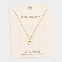 Gold Dipped Cubic Zirconia Female Astrological Sign Pendant Necklace