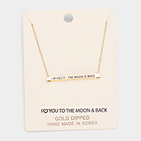 'I Love You To the...' Horizontal Metal Bar Pendant Necklace