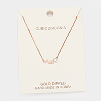 Gold Dipped Cubic Zirconia Fishbone Pendant Necklace