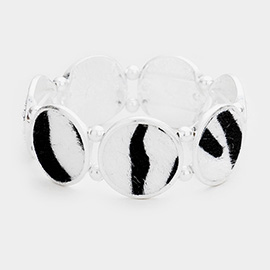 Zebra Round Disk Stretch Bracelet