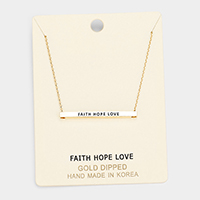 'Faith Hope Love' Horizontal Metal Bar Pendant Necklace