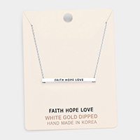 'Faith Hope Love' Horizontal Metal Bar Pendant Necklace