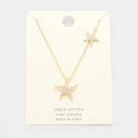 Gold Dipped Cubic Zirconia Starfish Pendant Necklace