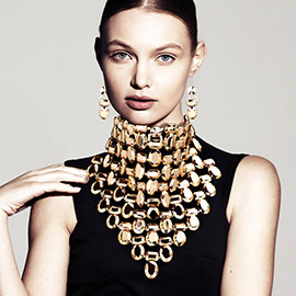 Multi Stone Cluster Bib Choker Evening Necklace