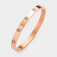 Crystal Embellished Stainless Steel Bangle Bracelet