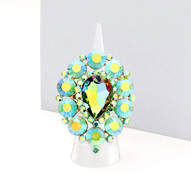 Rhinestone Crystal Cluster Teardrop Stretch Ring