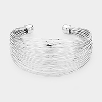 Multi Strand Textured Metal Cuff Bracelet