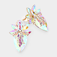 Crystal Teardrop Accented Clip On Earrings