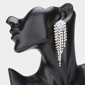 Rhinestone Pave Tassel Clip On Earrings