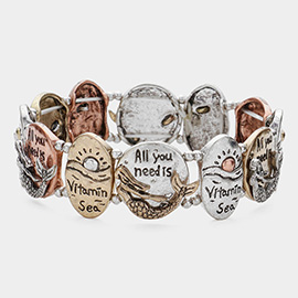 'All You Need Is...' Antique Metal Stretch Bracelet